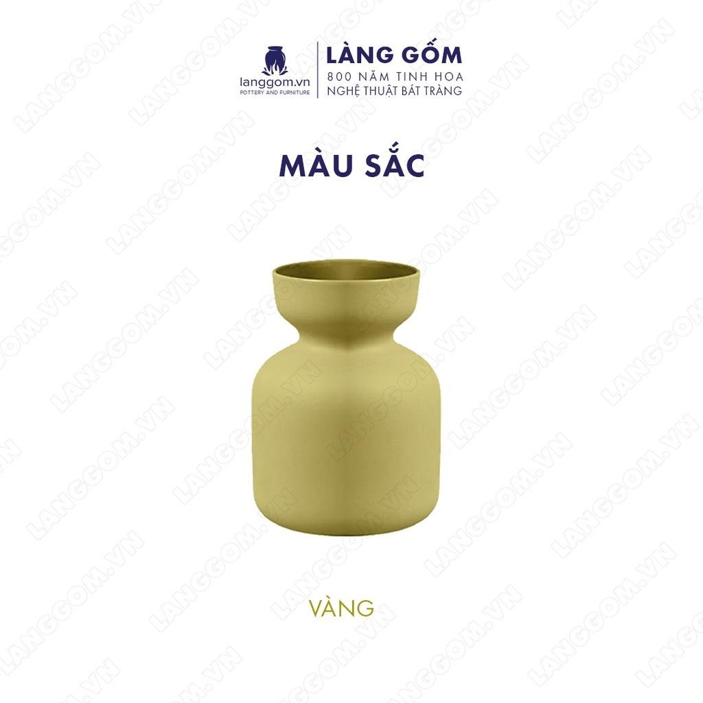 Bình hoa, lọ hoa Gốm sứ Bát Tràng cao cấp Men mát dạng túm lùn dùng làm quà tặng, trang trí - Làng Gốm Bát Tràng