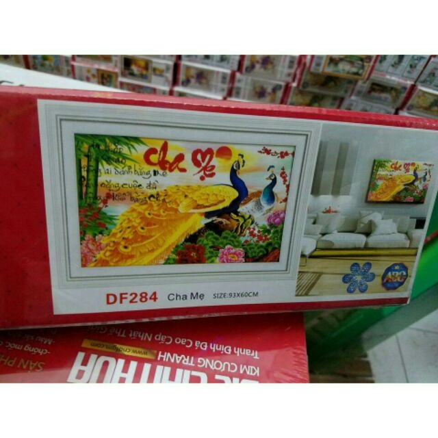 Tranh đính đá Cha mẹ  chưa đính