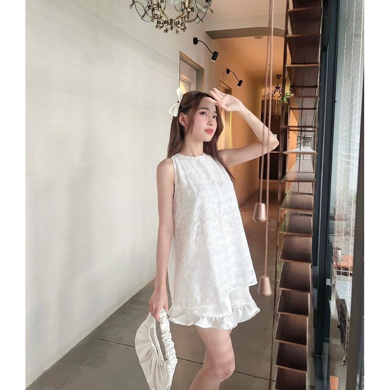 Chen.room Set áo hoa cúc và quần short loe dễ thương, set đồ xinh nhà Chen