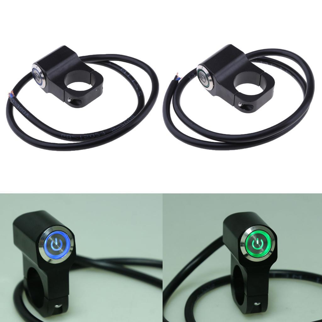 Handlebar Headlight on/OFF Aluminum Alloy Push Button Switch Blue & Green
