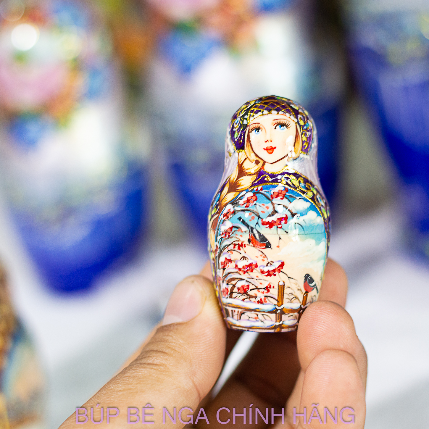BỘ BÚP BÊ NGA MATRYOSHKA CAO CẤP 10 LỚP 26CM HOA VĂN "LỄ HỘI DÂN GIAN MÙA ĐÔNG" CỰC ĐẸP VÀ SANG TRỌNG