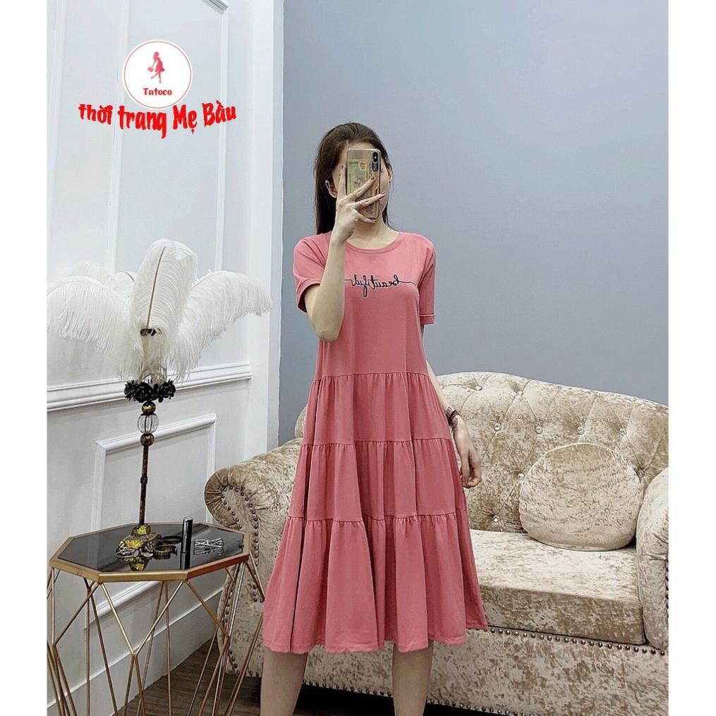 Váy bầu mùa hè nhún eo thêu Resini new 5 màu
