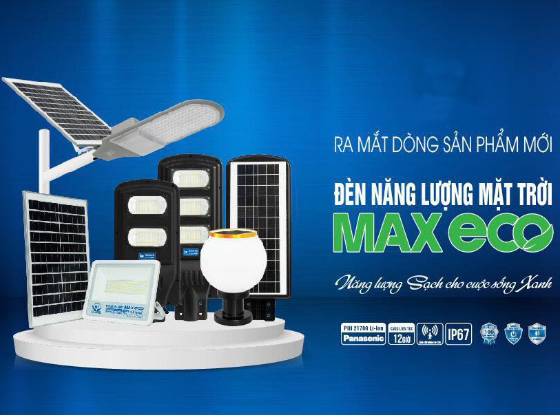 Đèn pha led năng lượng mặt trời Max Eco TLC 100W, HÀNG CHÍNH HÃNG, Công suất 100W, Pin Panasonic Dung lượng pin 30.000mAH