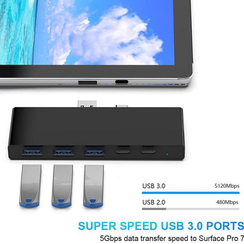 Bộ chia 7 cổng USB Type C 7 trong 1 cho Surface Pro