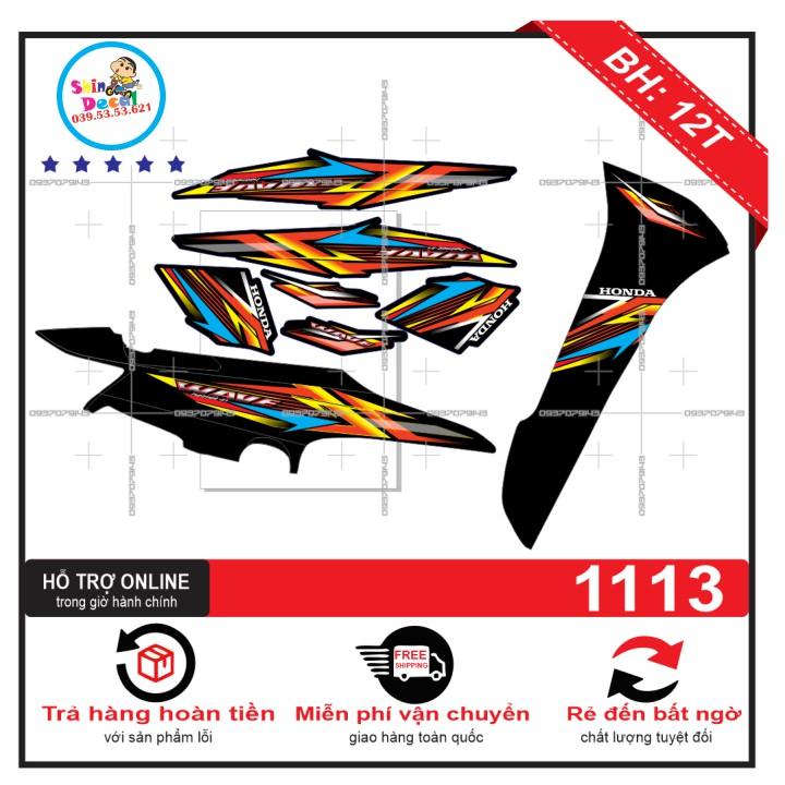 Tem rời wave 2016 7 màu dán xe đen