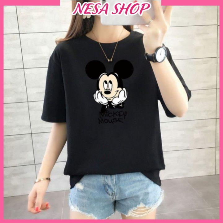 Áo thun nam nữ form rộng, Áo phông tay lỡ, chất liệu thun cotton co giãn, áo unisex hình Chuột Mickey NeSa Shop