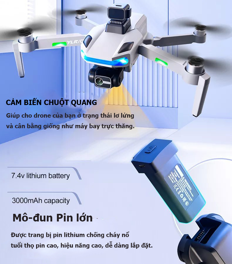 Máy bay flycam camera 4K S135 định vị g.p.s giữ thăng bằng, tự quay lại vị trí ban đầu, động cơ không chổi than, thời gian bay 25 phút, tầm xa 5000m, gimbal chống rung 3 trục.