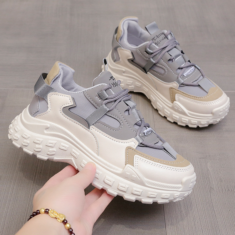 Giày thể thao nữ GEMI - giày ullzzang màu Xám - trắng, đế cao, kiểu dáng hot trend - M7224