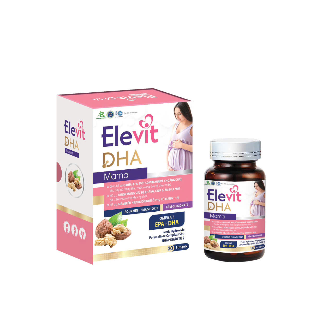 Viên Uống Bổ Sung DHA , EPA , Omega 3 Elvit DHA Mama 30 viên - Dược Phẩm aviphar