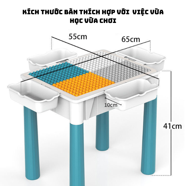 Bộ đồ chơi lắp ghép 110 chi tiết + bàn ghế đa chức năng cỡ đại giúp bé sáng tạo và phát triển tư duy - Hàng Chính Hãng