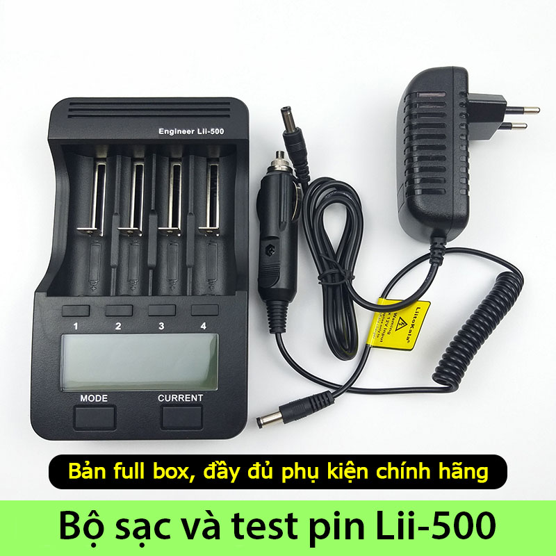 Bộ sạc và test pin đa năng Lii-500 cho pin AA AAA 18650 26650 14500 1.2V 3.2V 3.6V