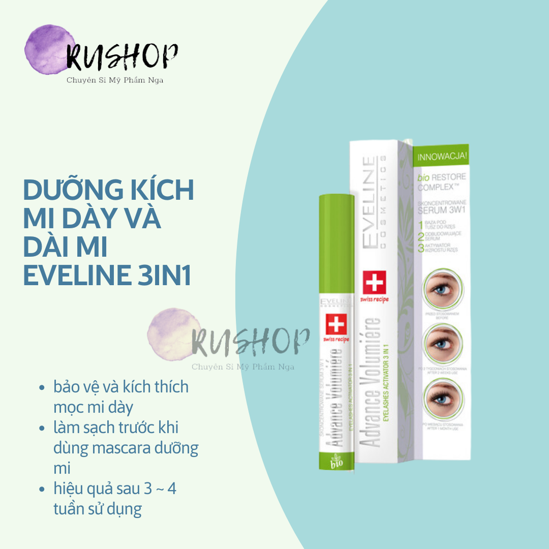 DƯỠNG KÍCH MI DÀY VÀ DÀI MI EVELINE 3IN1