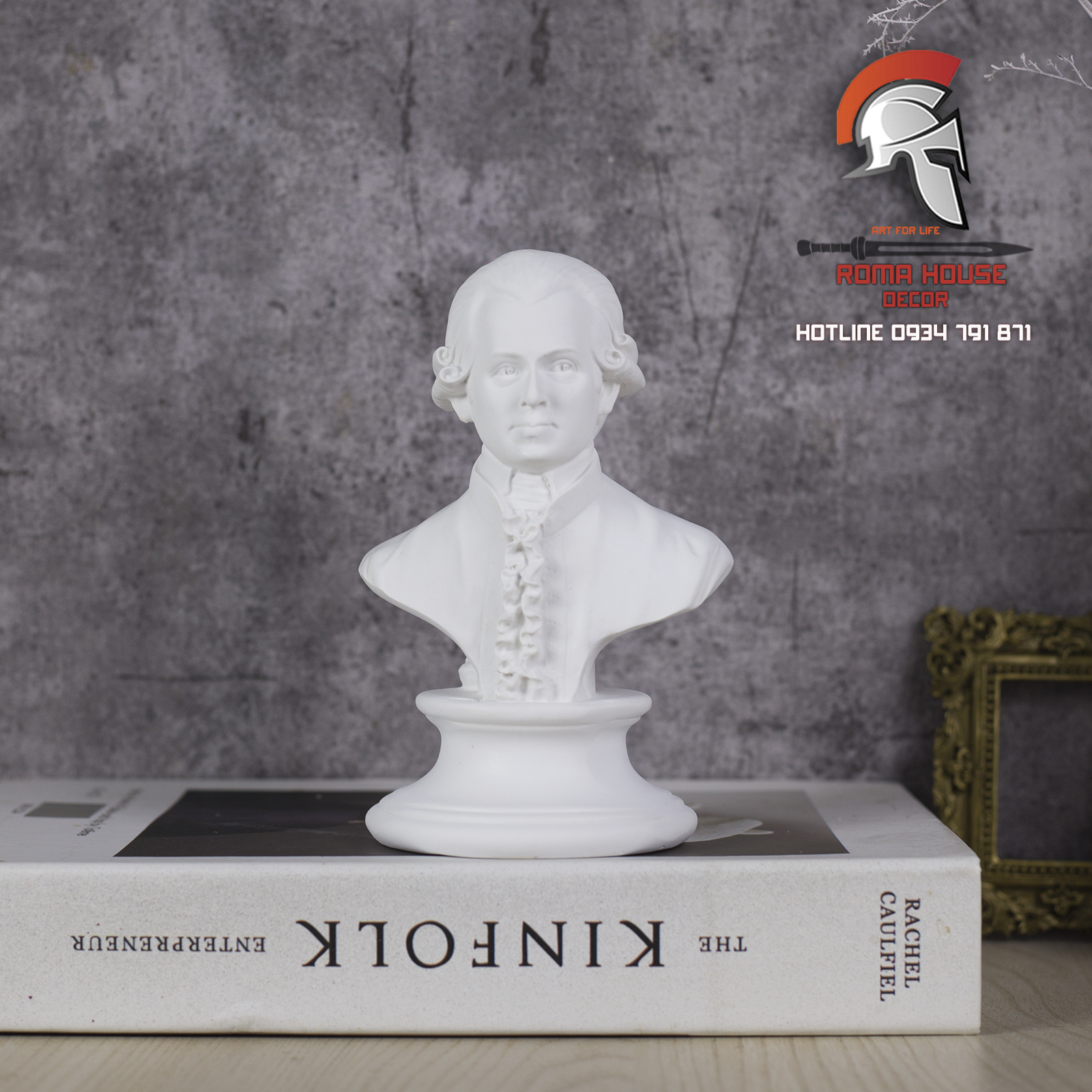 Tượng bán thân nhà soạn nhạc Mozart composite thạch cao- dùng trang trí, tập kí họa, DIY