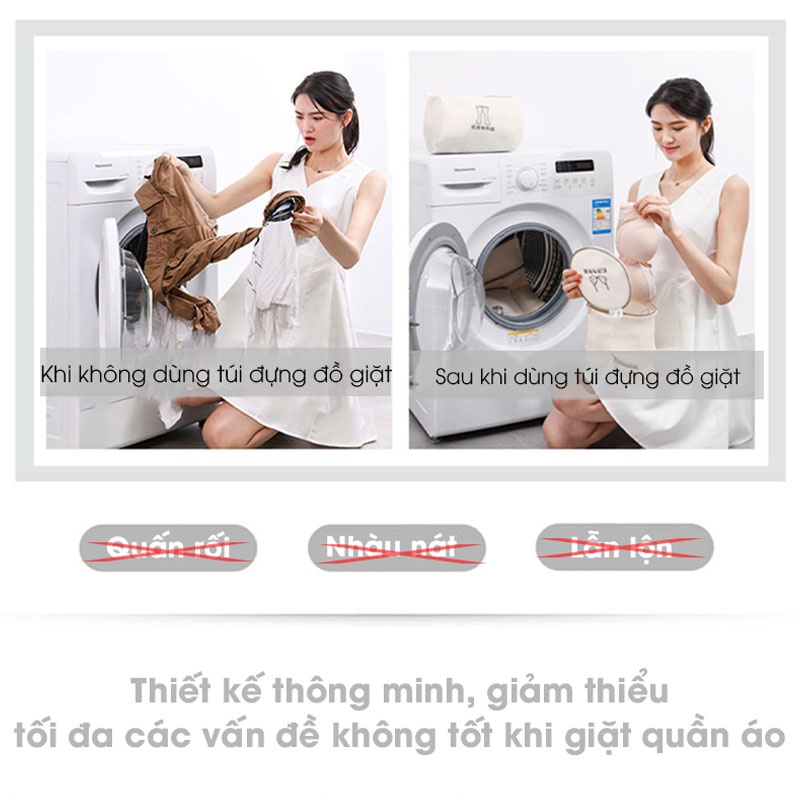 Túi giặt 3 lớp bảo vệ quần áo, đồ lót dùng cho máy giặt có khóa kéo tiện lợi nhiều kích thước lựa chọn