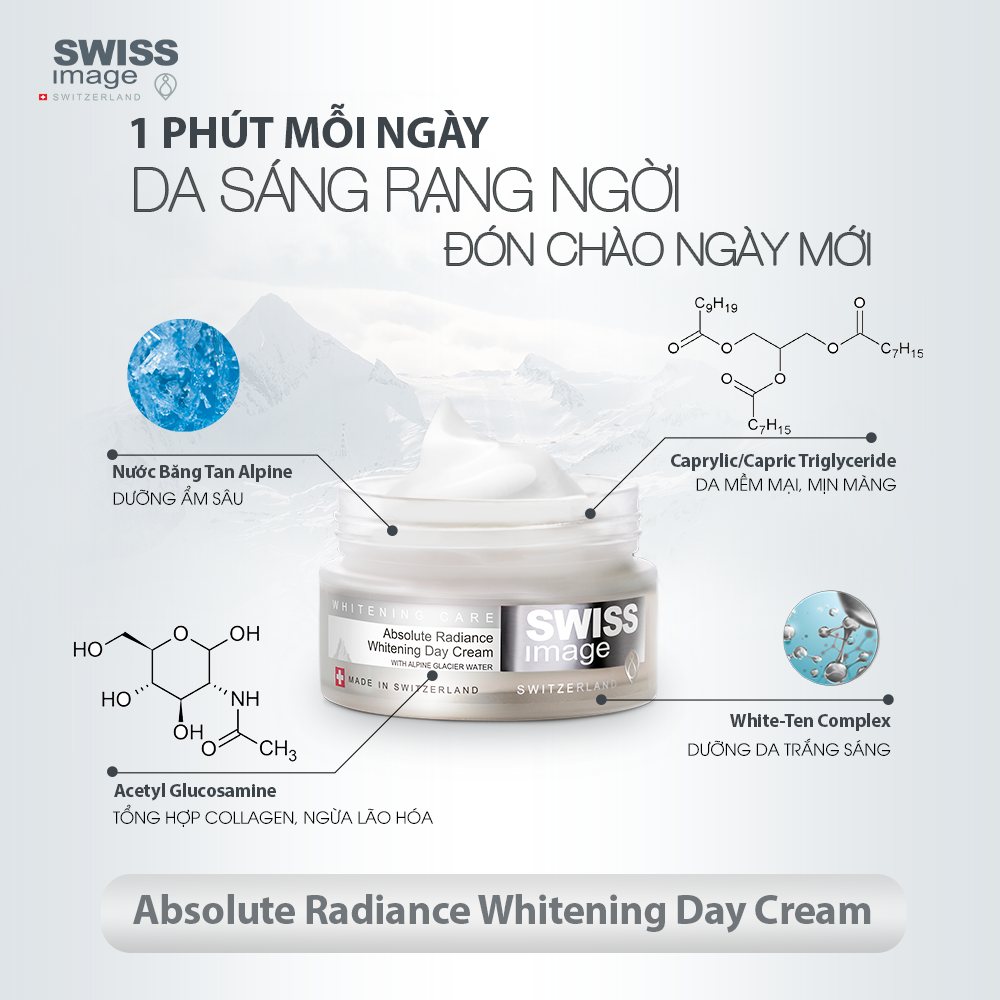 Kem dưỡng trắng da ban ngày dành cho mọi loại da Swiss Image Absolute Radiance Whitening Day Cream 50ml