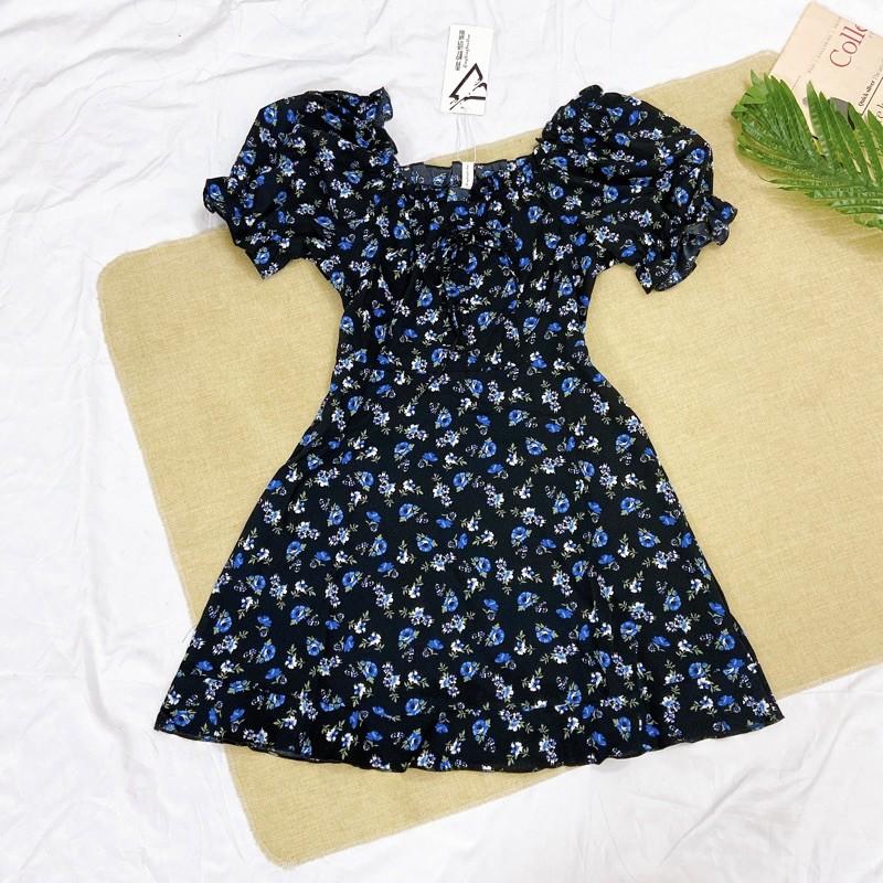 Đầm tay bồng hoa hồng đen cá tính summer 2021