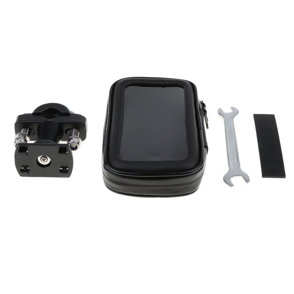 Motorcycle Waterproof Phone Case Bag With Handlebar Mount Holder Black