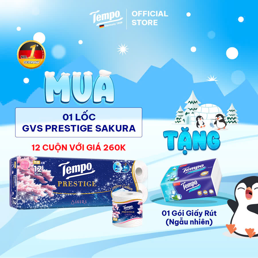 [ƯU ĐÃI LỐC 12 CUỘN GIÁ 10 CUỘN TẶNG 1 GÓI RÚT] Giấy vệ sinh cao cấp Prestige Sakura Mềm Mại