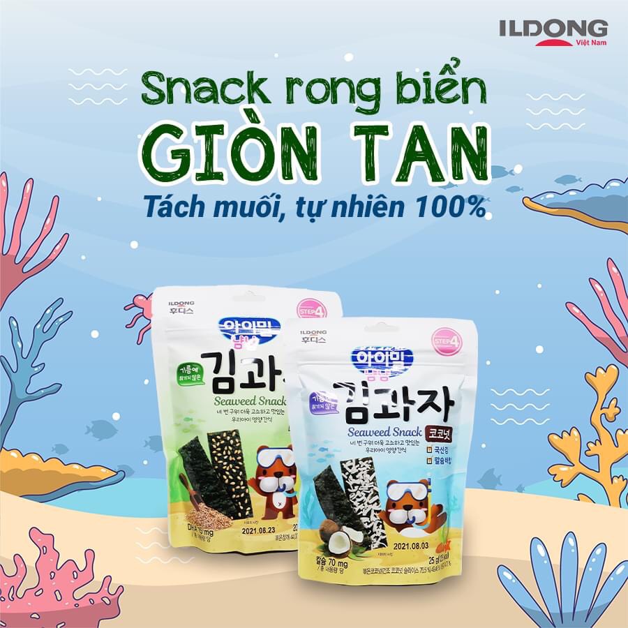 Combo hai vị snack rong biển ăn dặm ILDONG Hàn Quốc cho bé