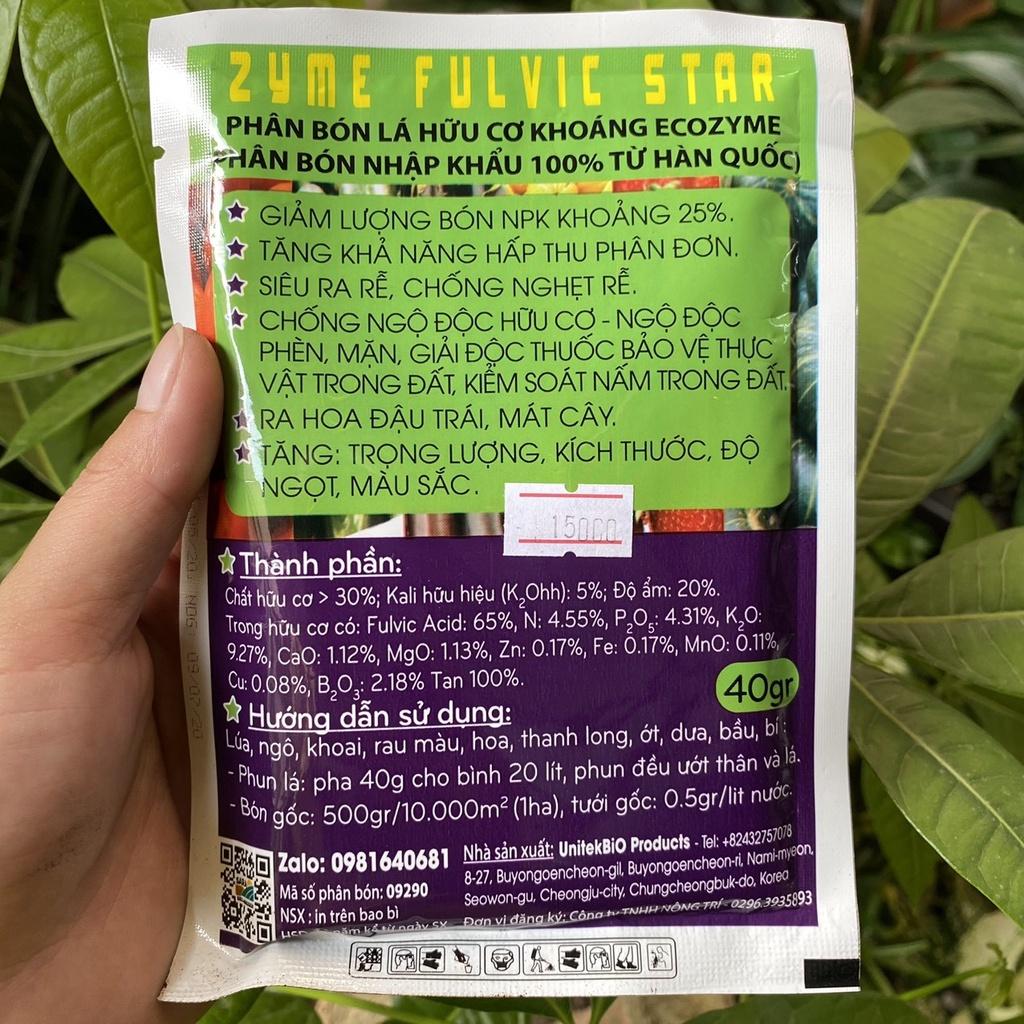 Combo 3 bịch Dinh dưỡng tổng hợp cho cây ZYME FULVIC STAR 40G/bịch