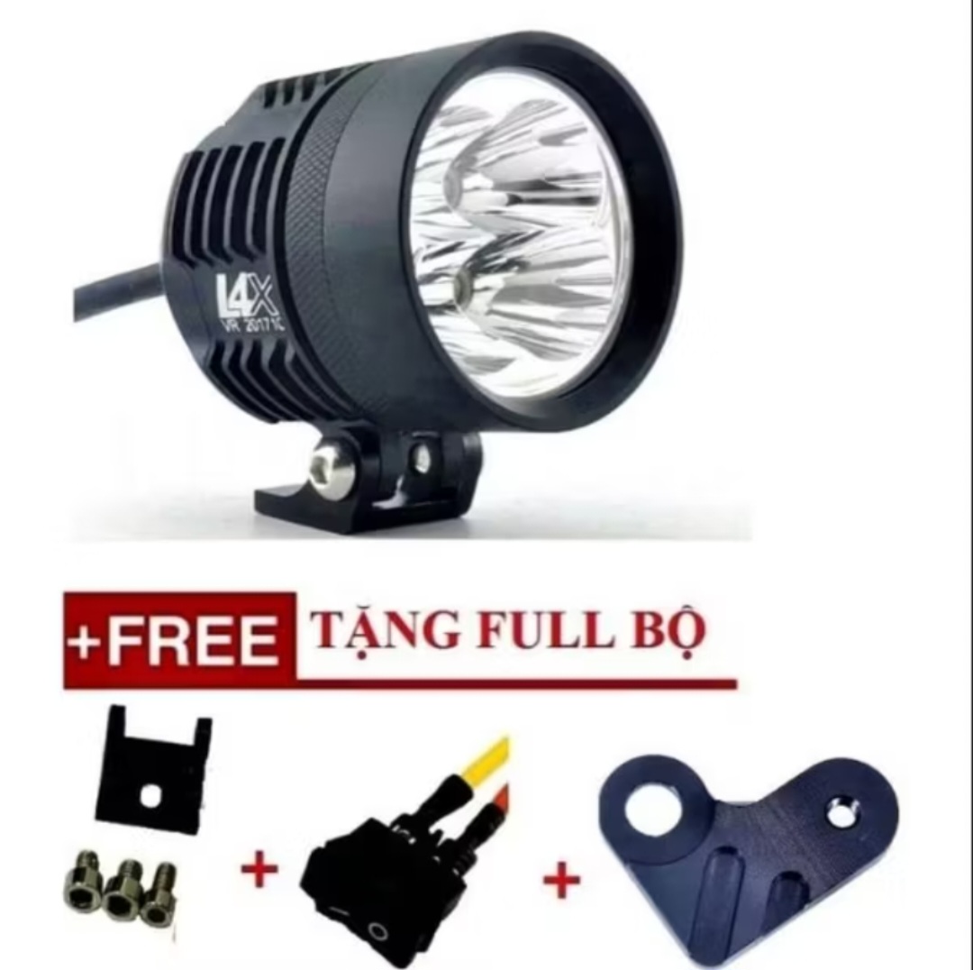 ĐÈN TRỢ SÁNG L4X SIÊU SÁNG TẶNG KÈM THEO PHỤ KIỆN LẮP XE MÁY ÔTÔ MẪU MỚI