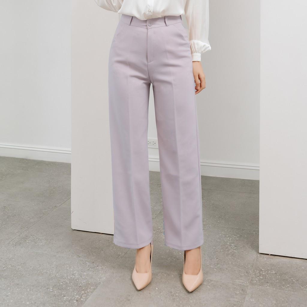 Quần suông ống rộng Choobe lưng cao vải cao cấp culottes nữ mặc kéo dài chân - Q01