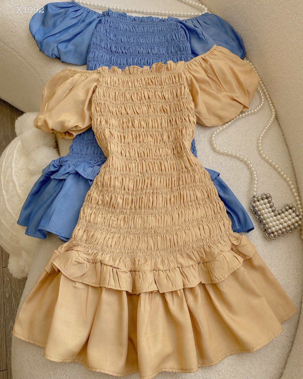 ĐẦM ỐNG NGẮN ÔM BODY TRỄ VAI CỔ U HẠ EO NHÚN THUN VÁY XẾP LY XÒE TRƠN ĐI TIỆC ĐI BIỂN ĐI CHƠI DẠO PHỐ