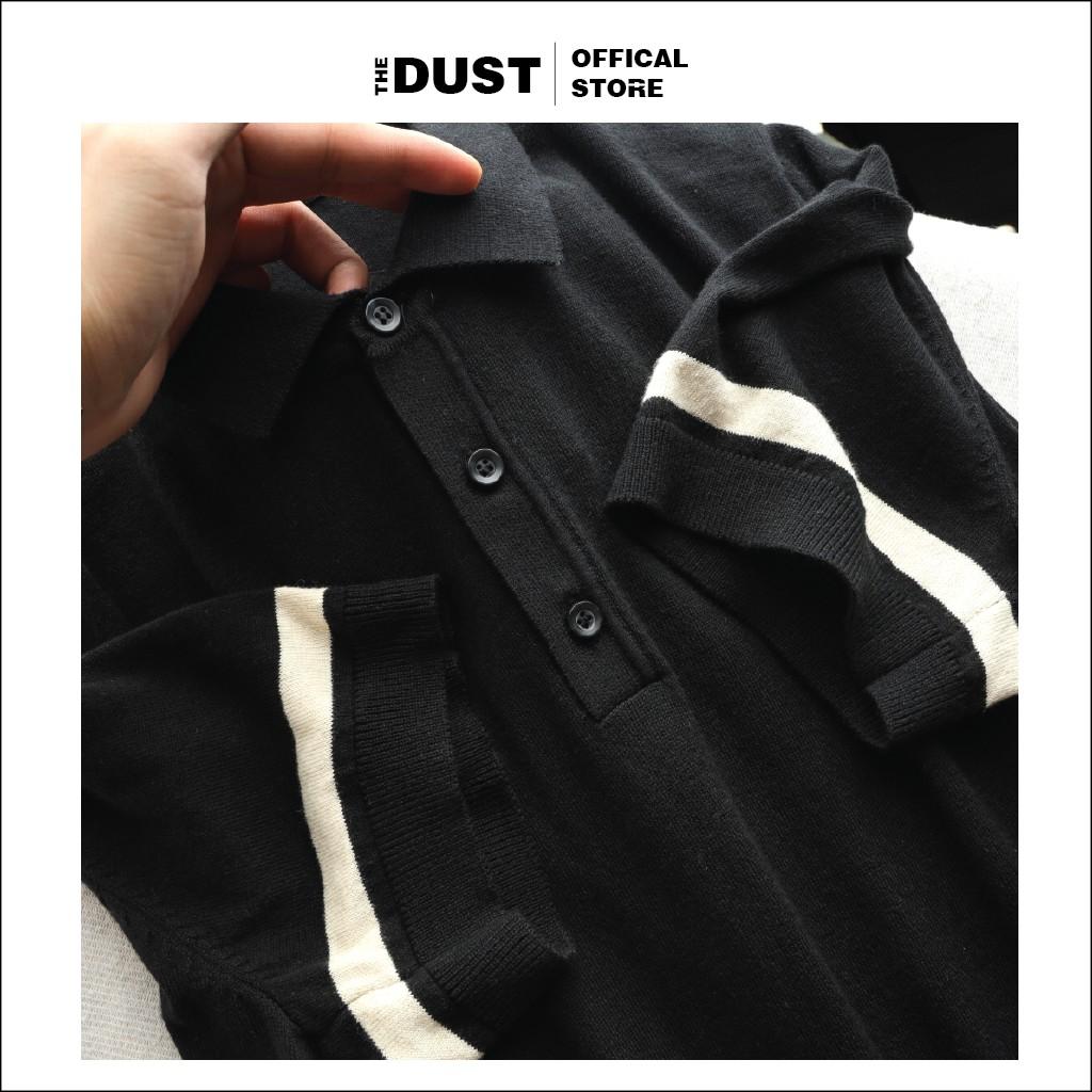Áo len nam ngắn tay cổ bẻ phối tay MS, chất len cao cấp, phong cách trẻ trung lịch lãm - THE DUST