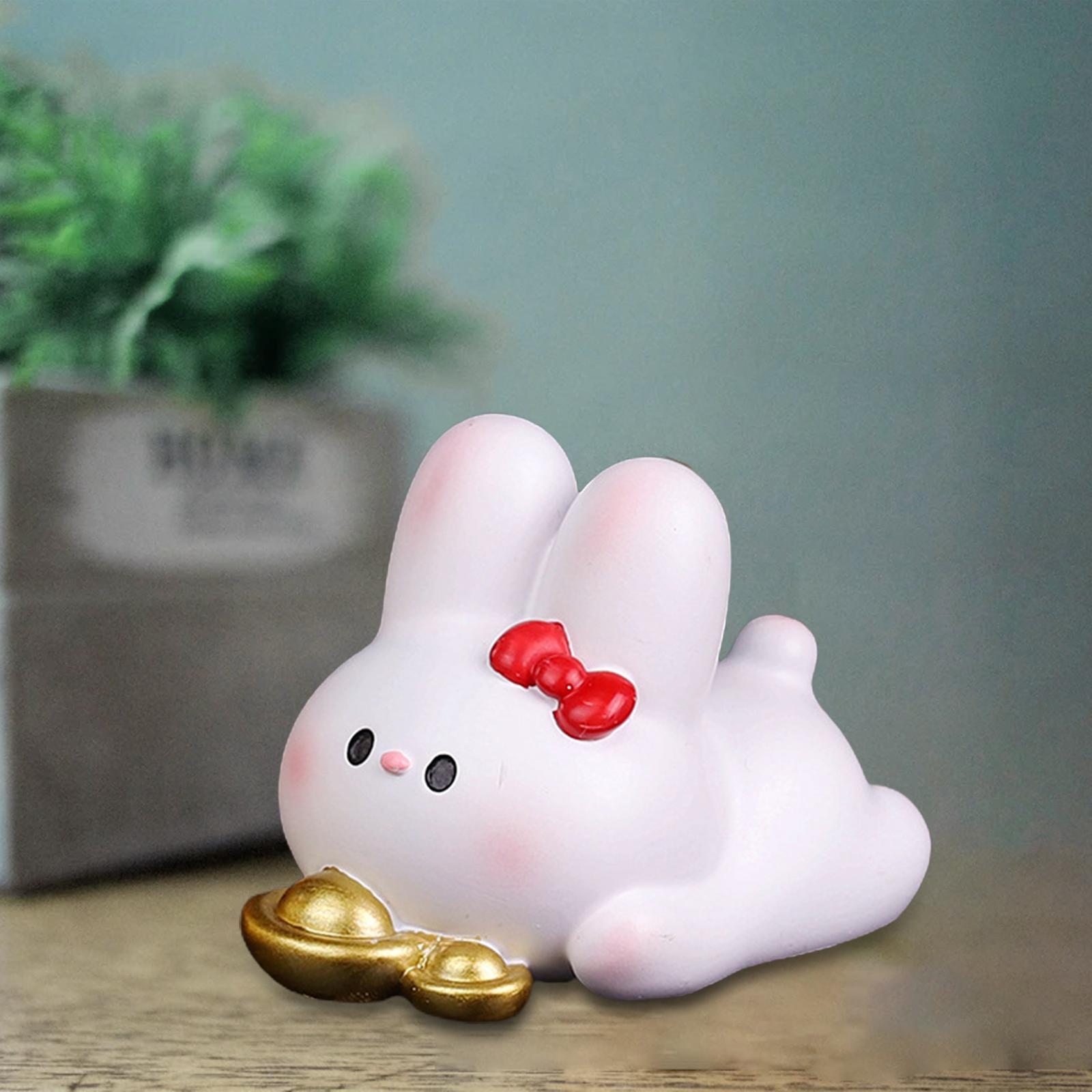 Resin Rabbit Figurine Car Dashboard Home Decor Rabbit Statue