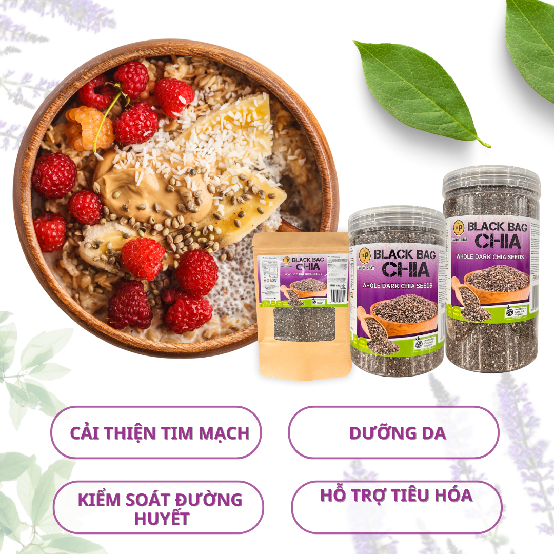 Hạt Chia Úc TLP.100% Organic Ăn Kiêng Giảm Cân Hạt Chuẩn Sạch Đều Đẹp (700g - gồm 2 Hũ 350g)