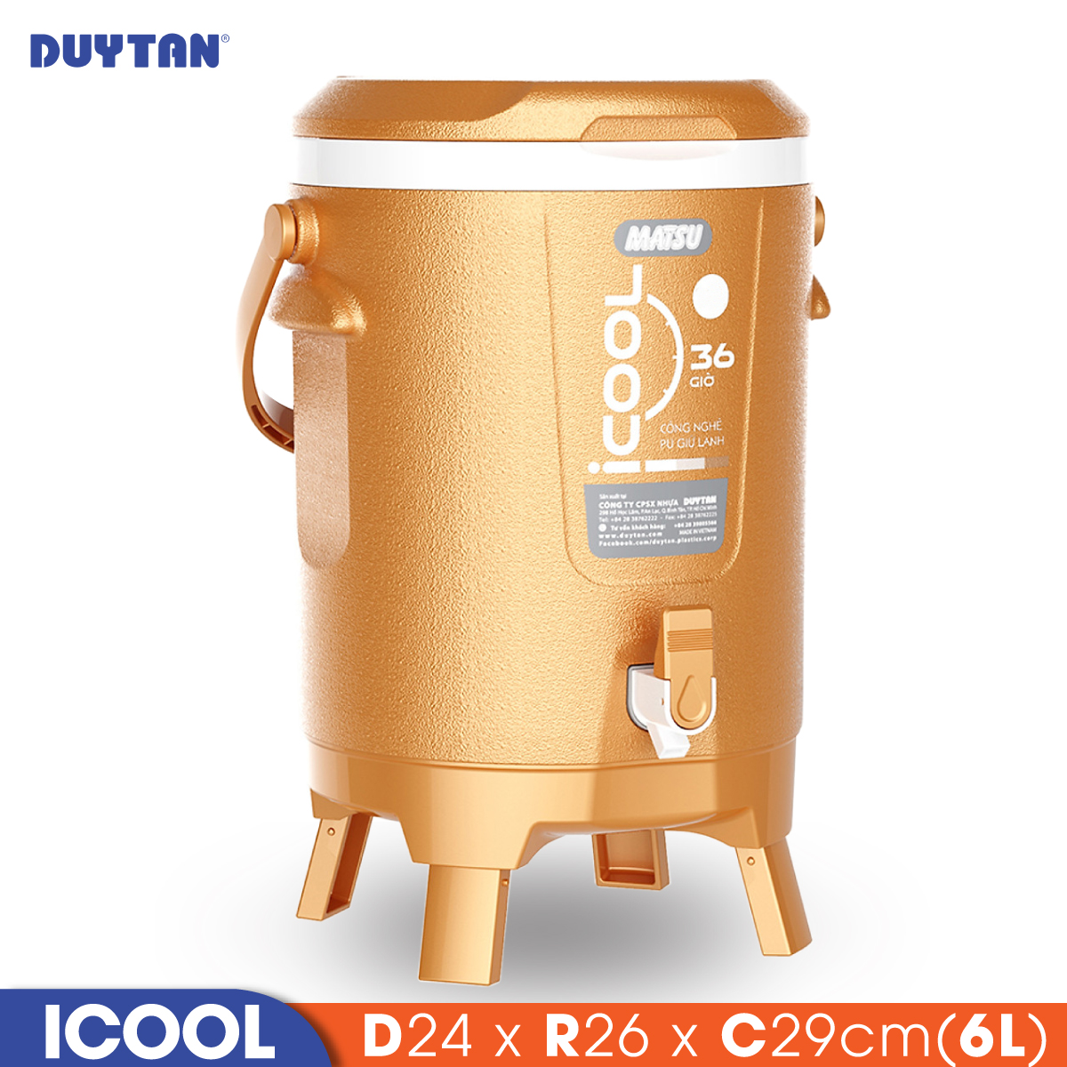 Bình đá giữ nhiệt nhựa Duy Tân Icool 6 lít - 05264 - Hàng chính hãng