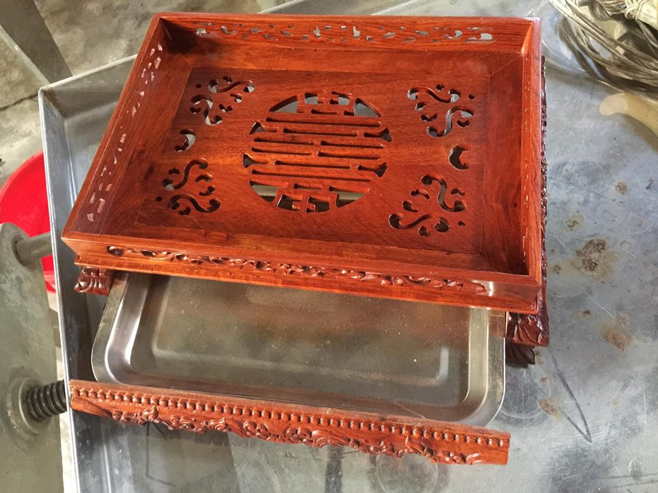 Khay trà thiết kế cổ điển gỗ hương