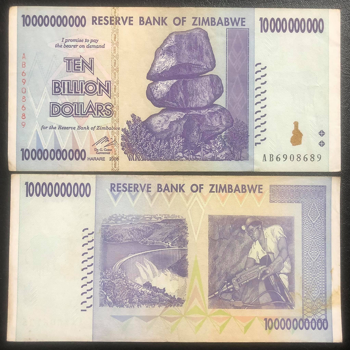 Tờ 10 tỷ dollars Zimbabwe, tiền của quốc gia lạm phát nhất thế giới - Tặng túi nilon bảo quản