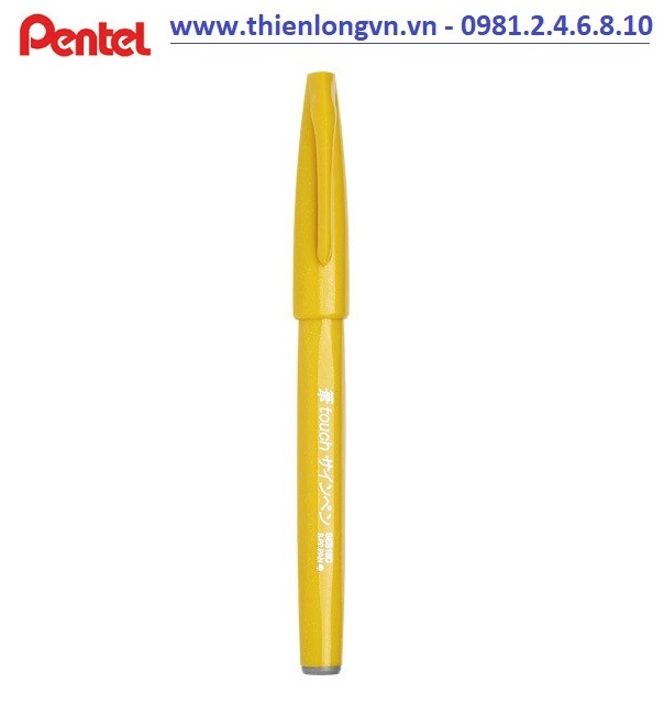 Bút lông viết thư pháp hiện đại Pentel SES15C-G màu vàng; Calligraphy Fude Touch Sign - Yellow