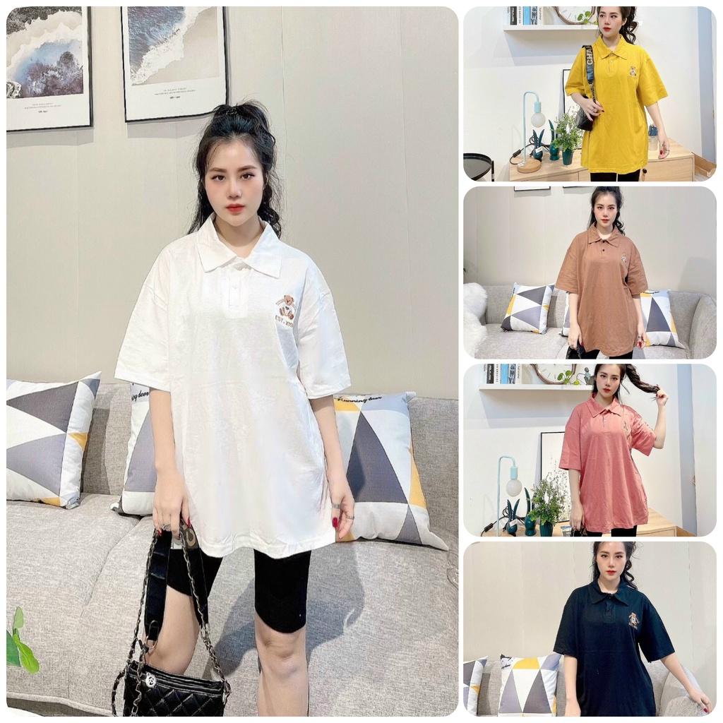Áo polo nữ form rộng tay lỡ cổ bẻ, Áo thun nữ dáng dài rộng chất cotton 2022 New Arival