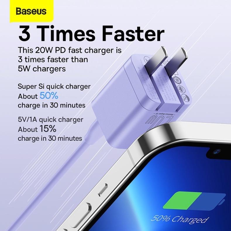 Bộ Sạc Baseus Super Si pro 20W USB C Cho iPhone 12, 13, 14, 15 - Hàng Chính Hãng