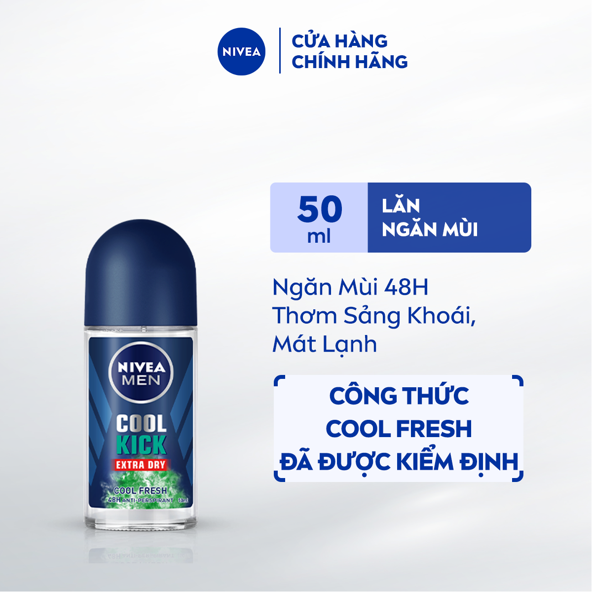 Lăn Ngăn Mùi NIVEA MEN Cool Kick Mát Lạnh (50 ml) - 82886+83188