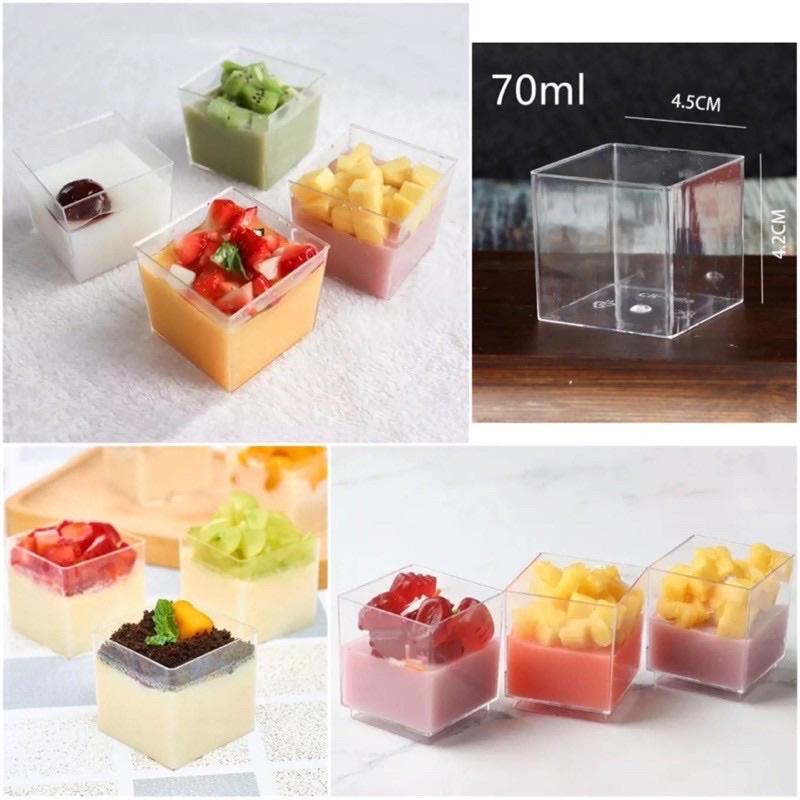 10 cốc mica nhựa đựng Mousse , Tiramisu có nắp