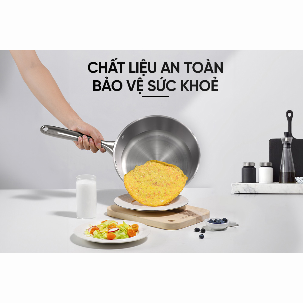 Bộ Nồi Chảo Inox 304 Đáy Liền Sunhouse SHG808