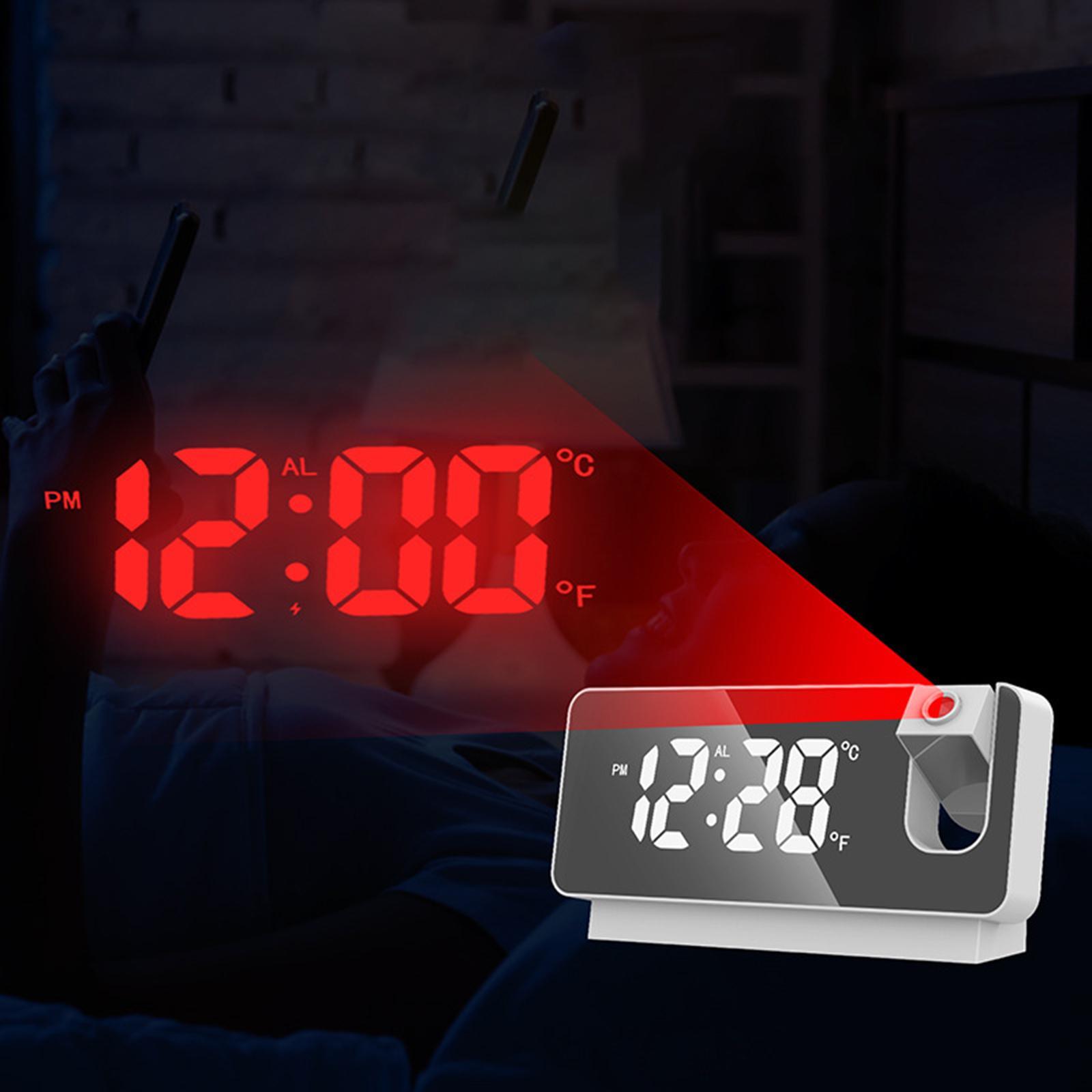 LED Projector Alarm Clock Loud Alarms Wall Ceiling USB Quiet for Students