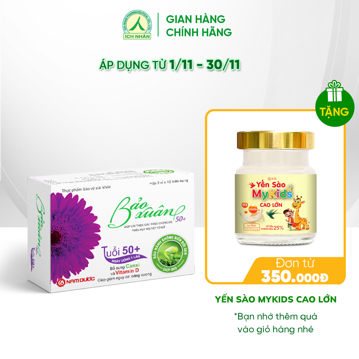 [Chính Hãng + Freeship] Bảo Xuân 50+, Tăng Cường Nội Tiết Tố, Hạn Chế Lão Hóa, Giảm Nếp Nhăn, Lấy Lại Tuổi Xuân(Hộp 30v)