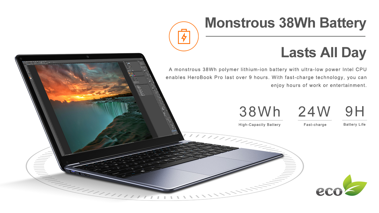 Hình ảnh Laptop CHUWI HeroBook Pro Intel Gemini Lake N4020 Intel UHD Graphics 600  8GB 256GB SSD 128GB TF Card - Hàng Chính Hãng