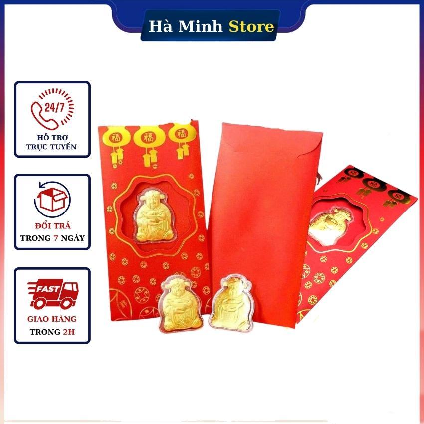 Bao lì xì thần tài mạ vàng 24k may mắn tài lộc phong bao lì xì