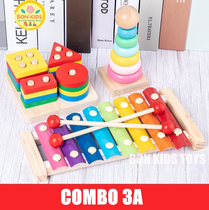 Combo Đồ chơi gỗ Montessori cho bé tư duy, phát triển trí tuệ vừa học vừa chơi - Đồ chơi giáo dục cho bé