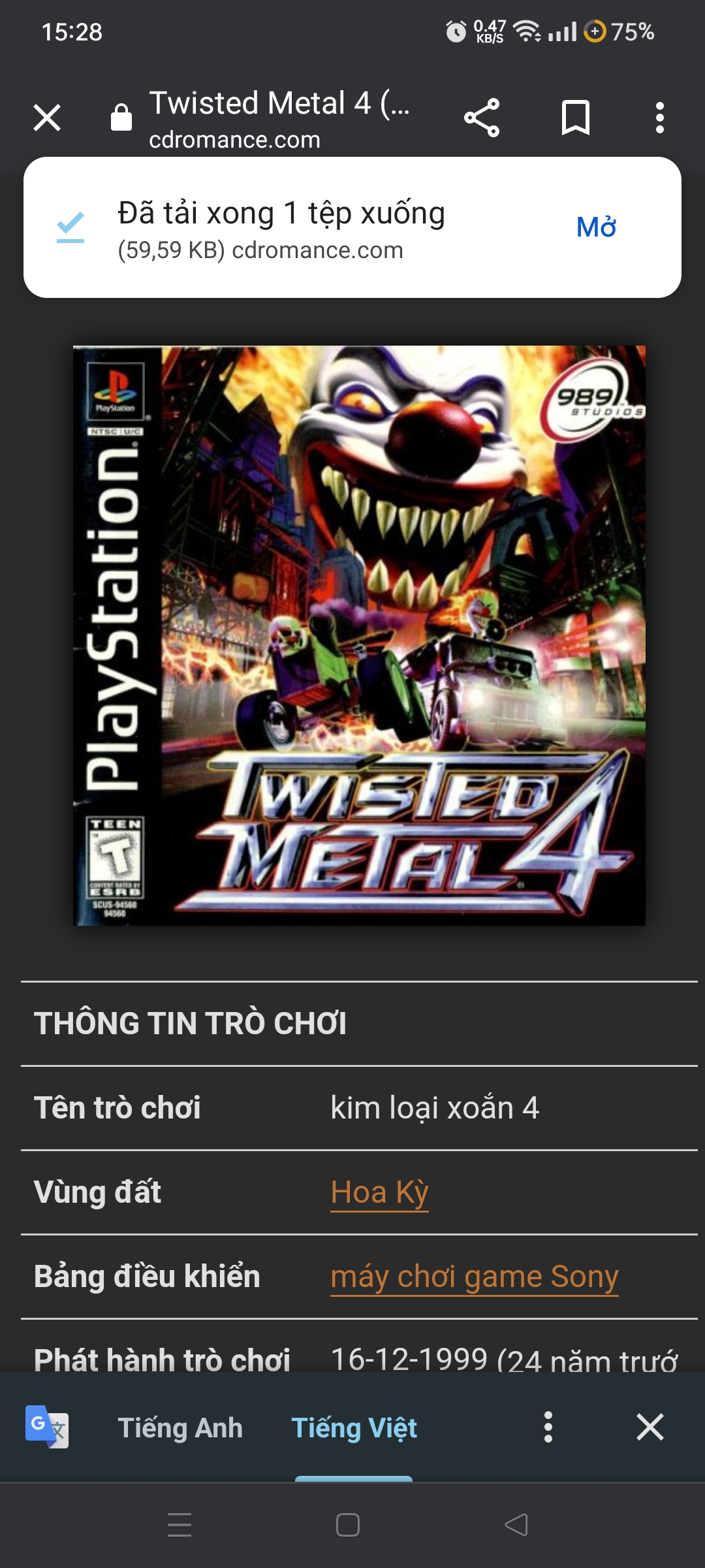 Game ps1  twisted metal 4