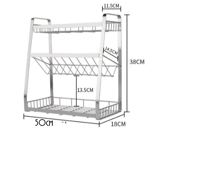 Kệ gia vị nhà bếp cao cấp INOX 304 láp 5ly - kích thước ngang 50cm