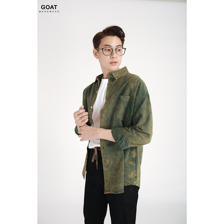 Áo Sơ Mi Nam Có Túi In Chữ GOAT MENSWEAR