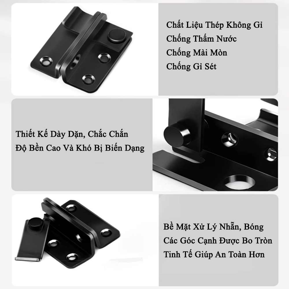 Chốt Khóa Cài Cửa Có Lỗ Cài KUNBE Gài Cây Gạt Dày Dặn Chắc Chắn An Toàn Cao Cấp Tiện Dụng