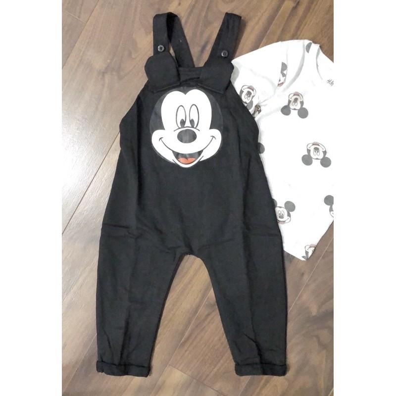 Set Yếm Mickey Kèm Áo Thun Cotton HM