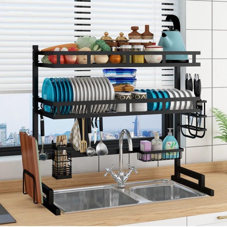 Kệ Chén Bát Nhà Bếp Đa Năng 2 Tầng Đặt Trên Bồn Rửa Sơn Tĩnh Điện chống gỉ